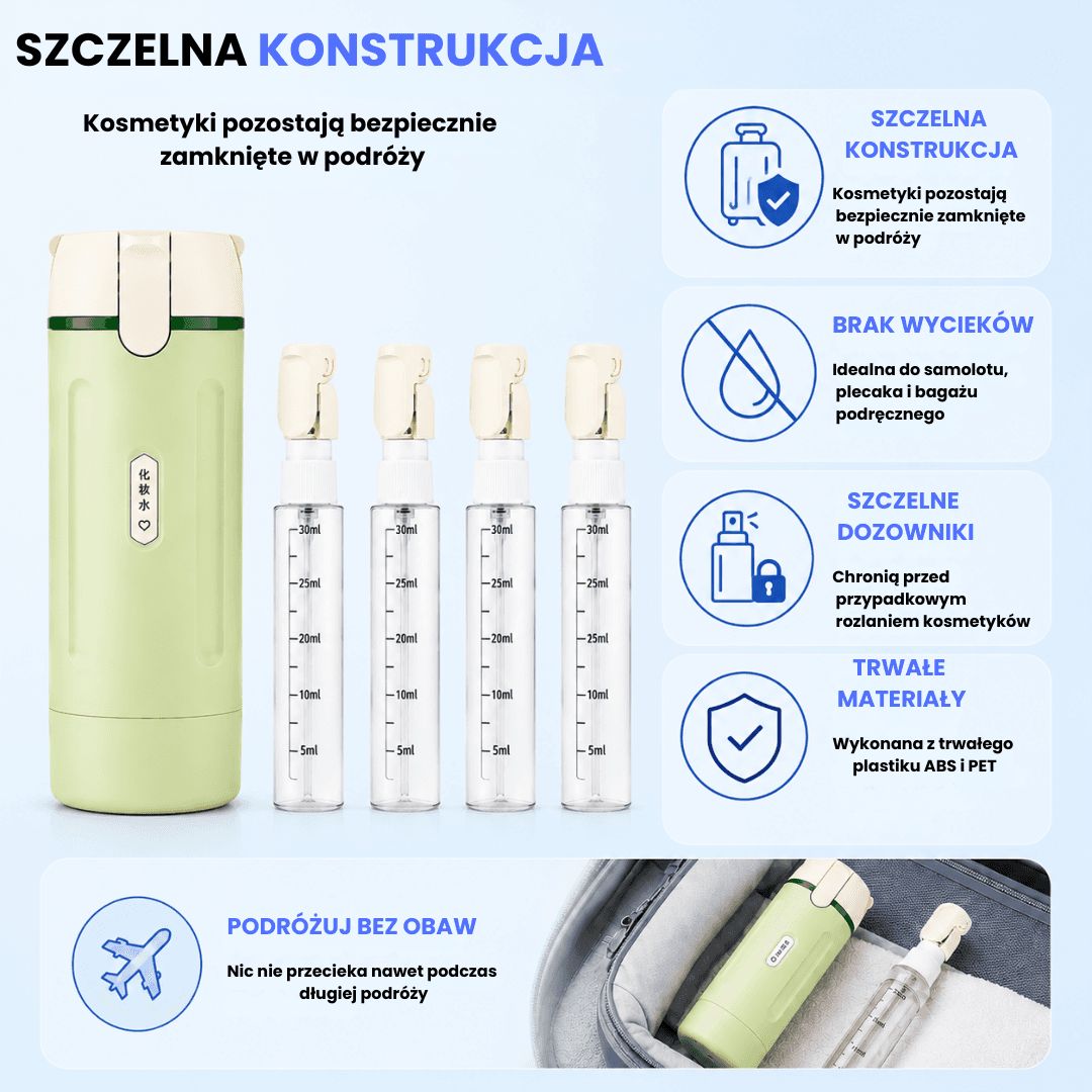 Szczelna konstrukcja która chroni kosmetyki