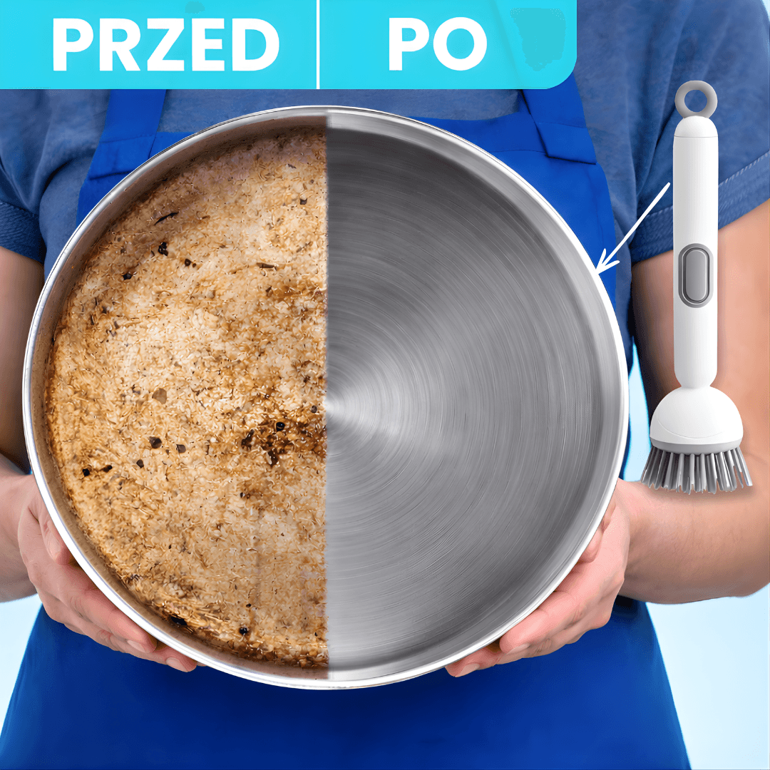 Dishflow -  obrotowa szczotka z dozownikiem na płyn do mycia naczyń