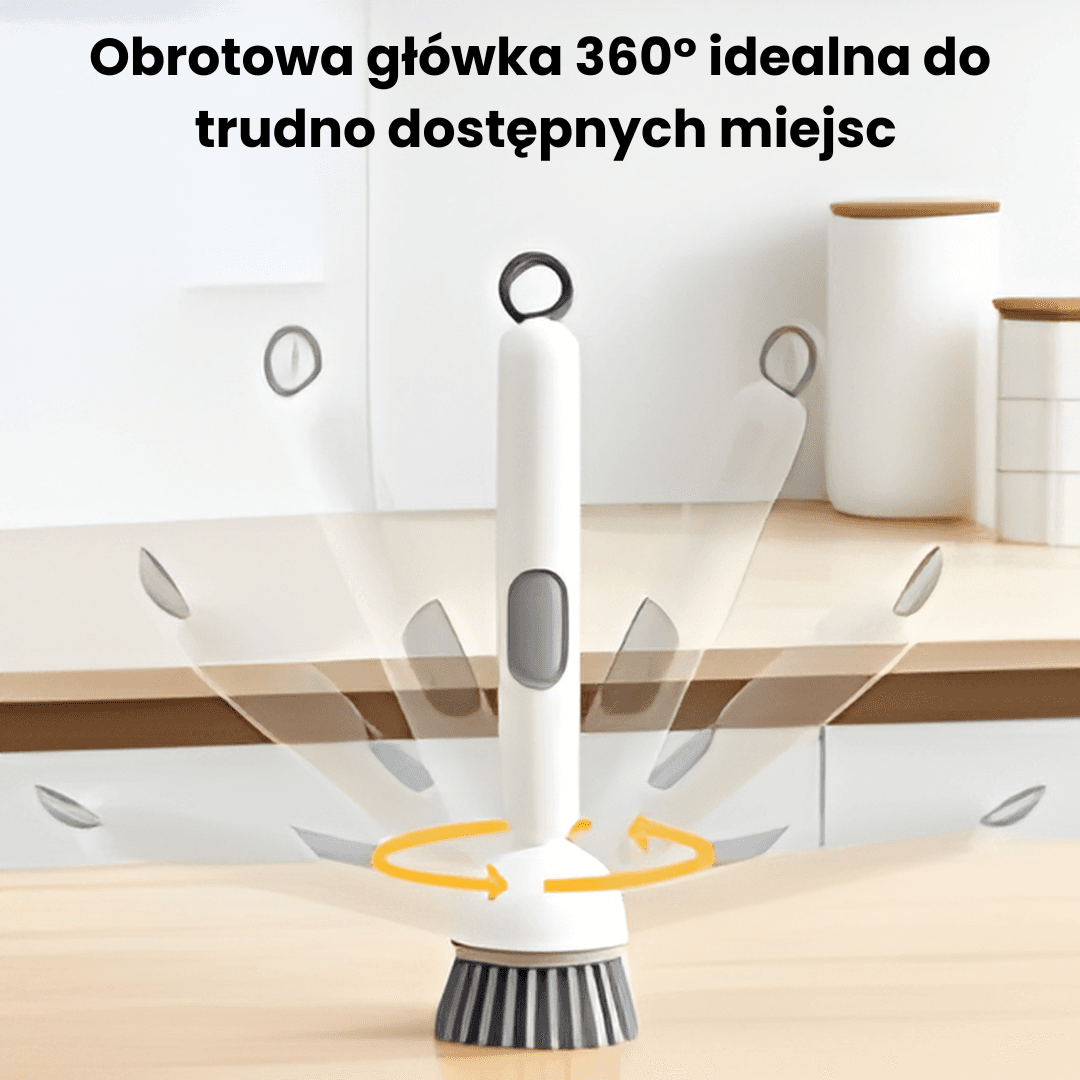 Dishflow -  obrotowa szczotka z dozownikiem na płyn do mycia naczyń